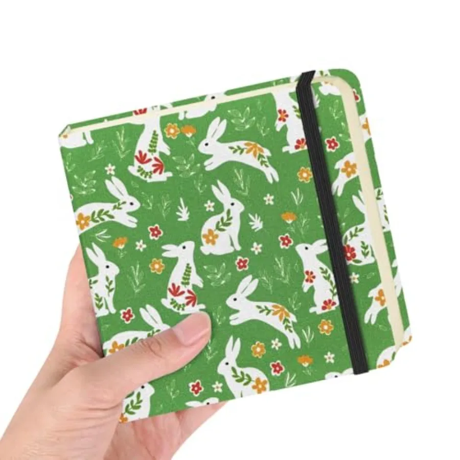 

Square 4.8x4.8 inches 80gsm 96sheets/192 Pages Notebooks Blank Sketchbooks Travel Journal Pocket Hardcover Paint Writing Diary