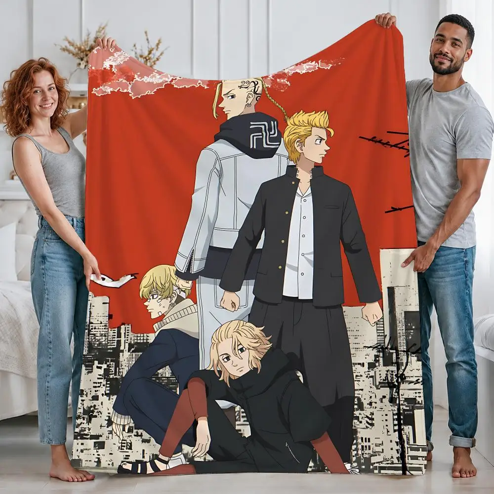 Trending Anime Tokyo Revengers Throw Custom Printed Flannel Fleece Blanket for Sofa Bed Office Travel & Camping