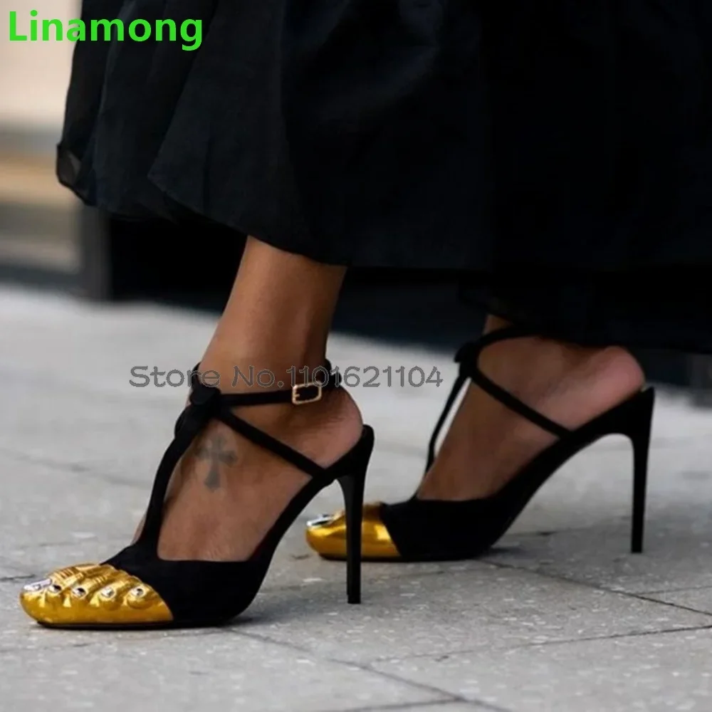 Golden Thumb Toe High Heels Pumps For Female Women 2024 New Butterfly-knot Design Fashion Sexy Outside Summer Elegant Dress Shoe