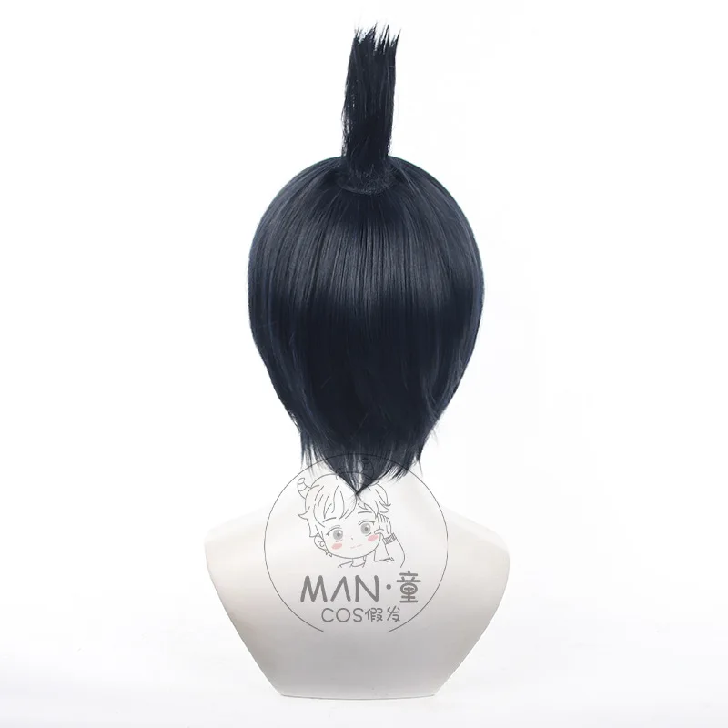 Kettensägenmann Aki Hayakawa Cosplay Perücke Schwarz Blau Integrierter Pferdeschwanz Kurzes Haar Halloween Geschenk