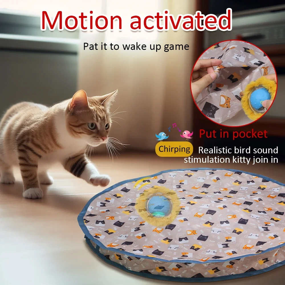 Rolling in Pouch Cat Toys palla interattiva nascondi e cerca gatto cattura gioco palla movimento attiva cinguettio Smart Cat Toy esercizio