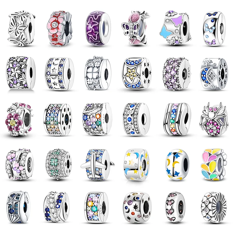 New 925 Sterling Silver Butterfly Star Moon Colorful Zircon Charm Beads Suitable for Pandora Original Bracelet DIY Jewelry Gift