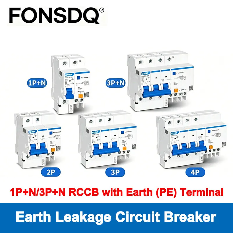 DZ47LE Earth Leakage Circuit Breaker 1P 2P 3P 4P 6A-63A Overload Short Circuit Protection Miniature Air Switch