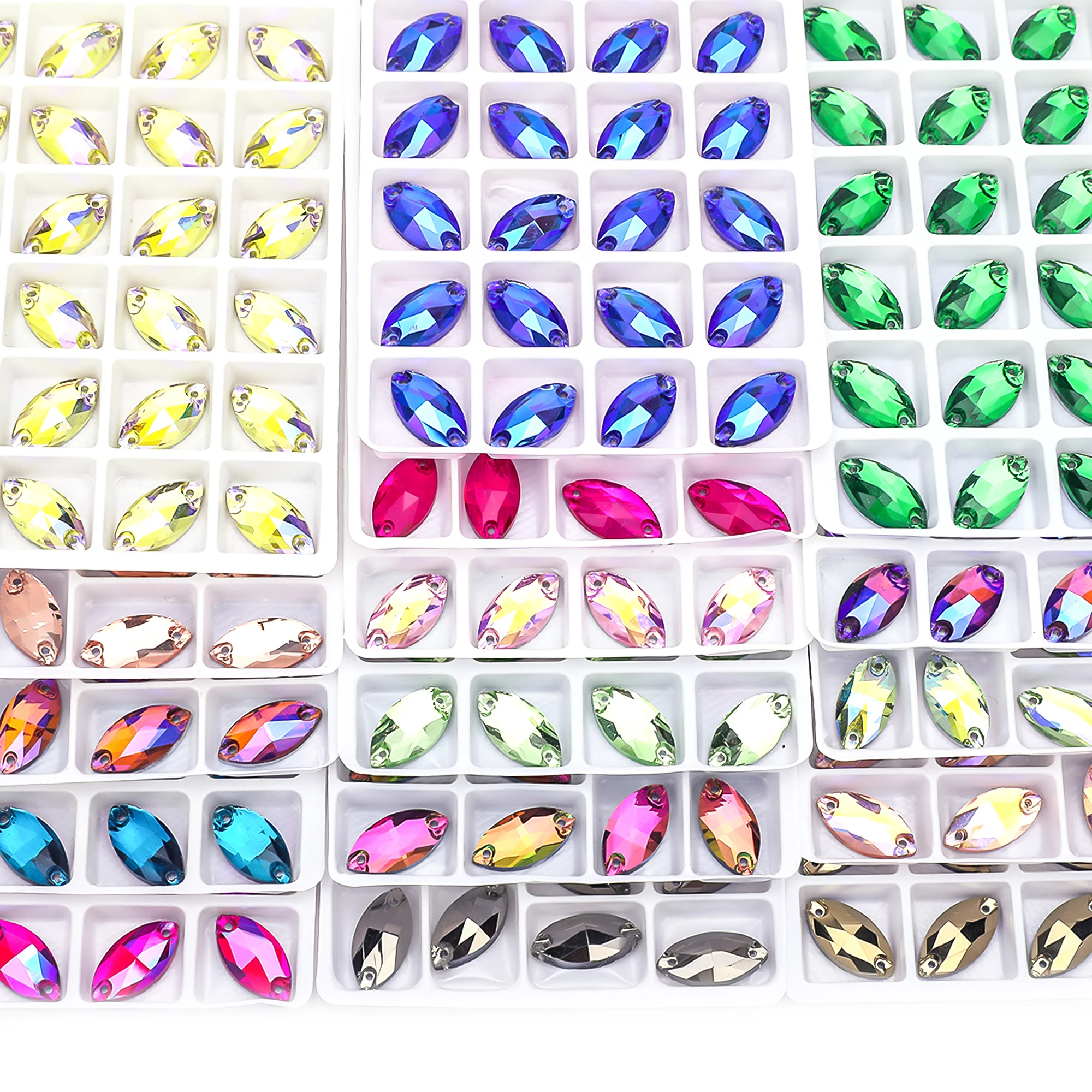 Sew On Rhinestone For Clothing All Size Leaf Shape Flatback Crystal Rhinestone Wedding Dress Shoe Bag All Used Decoration DIY