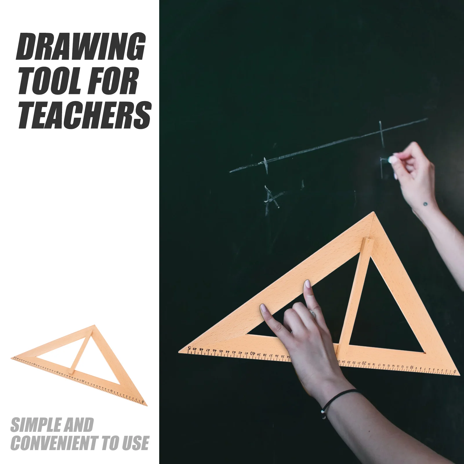 Angle Measuring Ruler Teaching Drawing Tools Device Instrument for Teacher Wood Implement