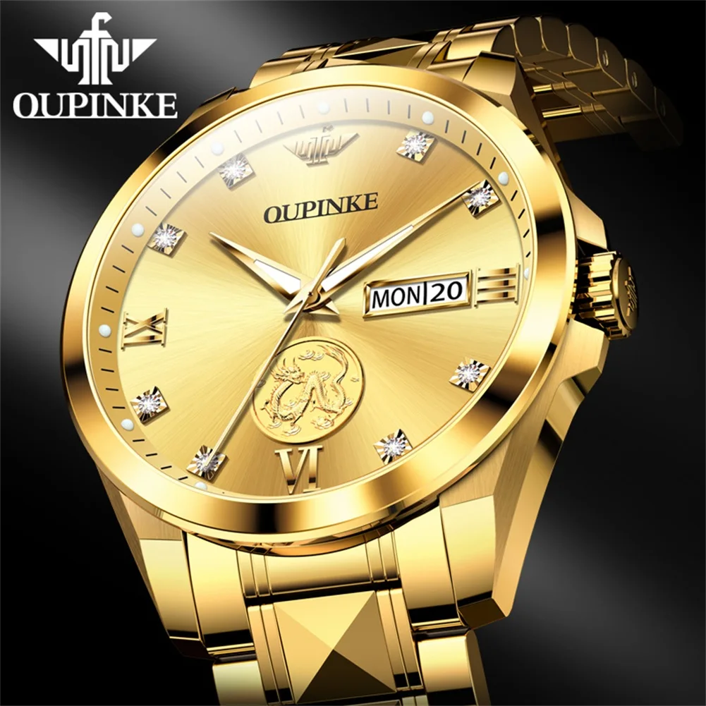 OUPINKE Luxury Original Brand Men's Watches Fully Automatic Mechanical Watch Real Gold and Real Diamond Imported Movement Watch