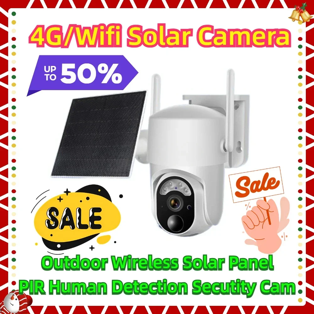 

3MP WiFi Outdoor Wireless Solar Panel PIR Human Detection Secutity Cam 4G SIM Solar Camera