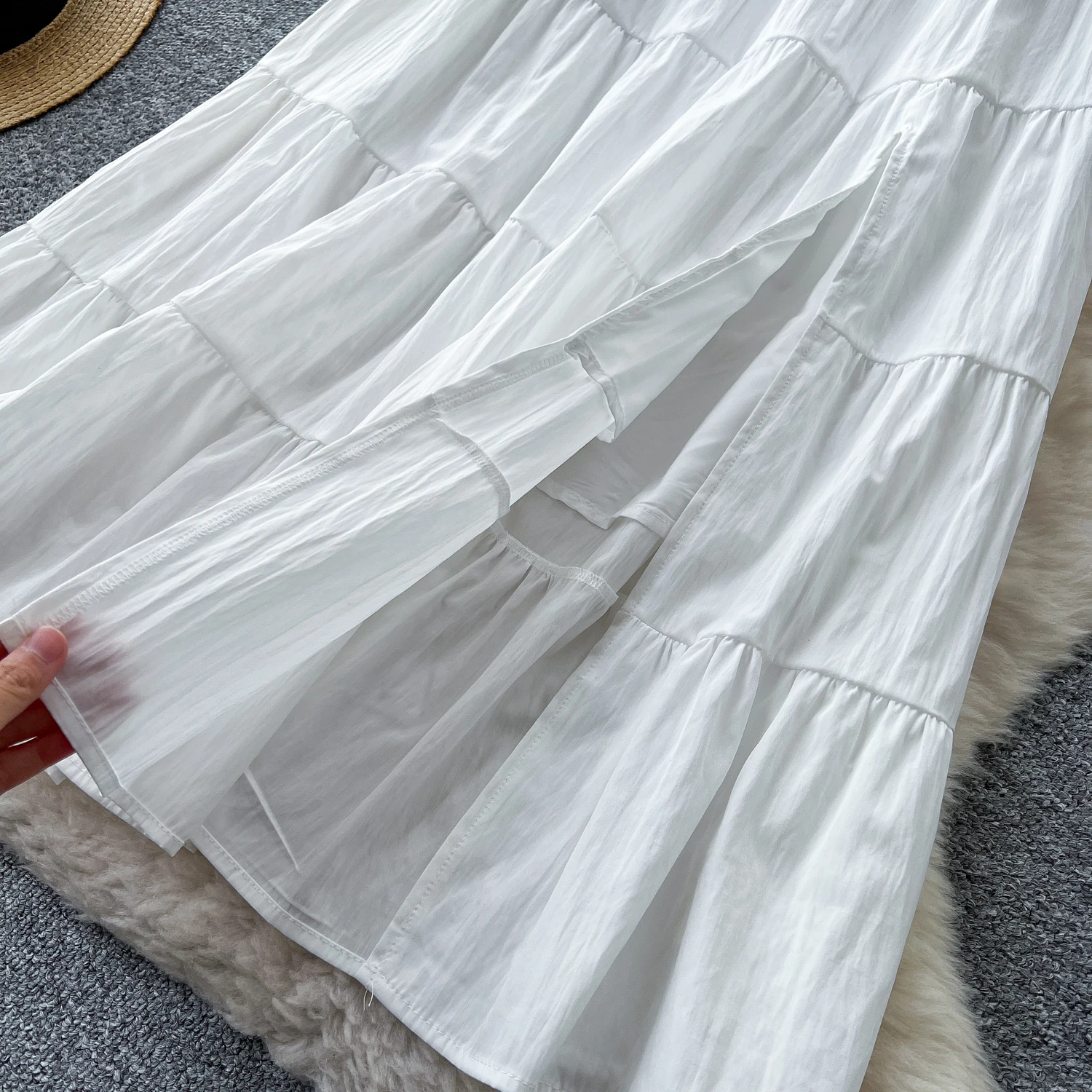 المرأة الأنيقة أنيقة سبليت مطوي عالية الخصر أزياء خمر التفاف Fairycore تنورة الربيع الصيف الملابس