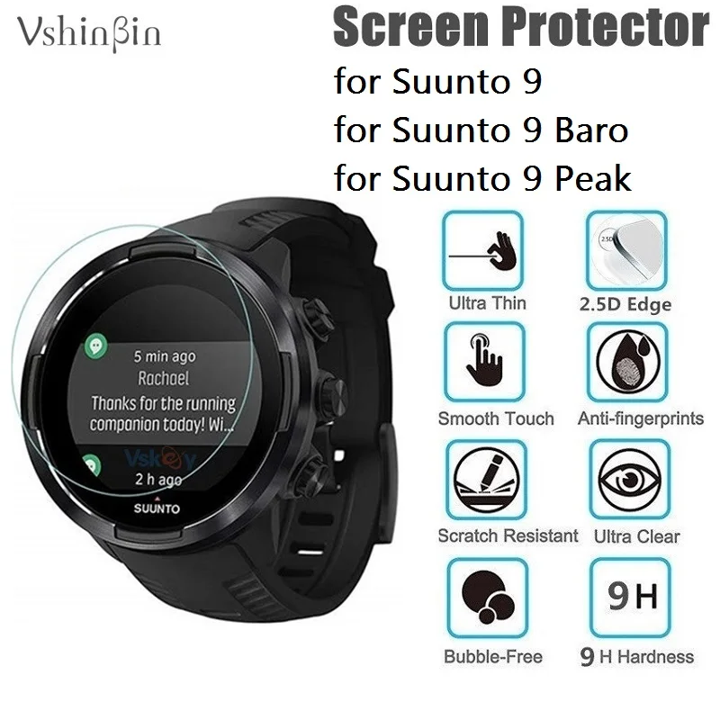 5PCS Screen Protector for Suunto 9 Baro Round Smart Watch Tempered Glass Anti-Scratch Protective Film for Suunto 9 Peak