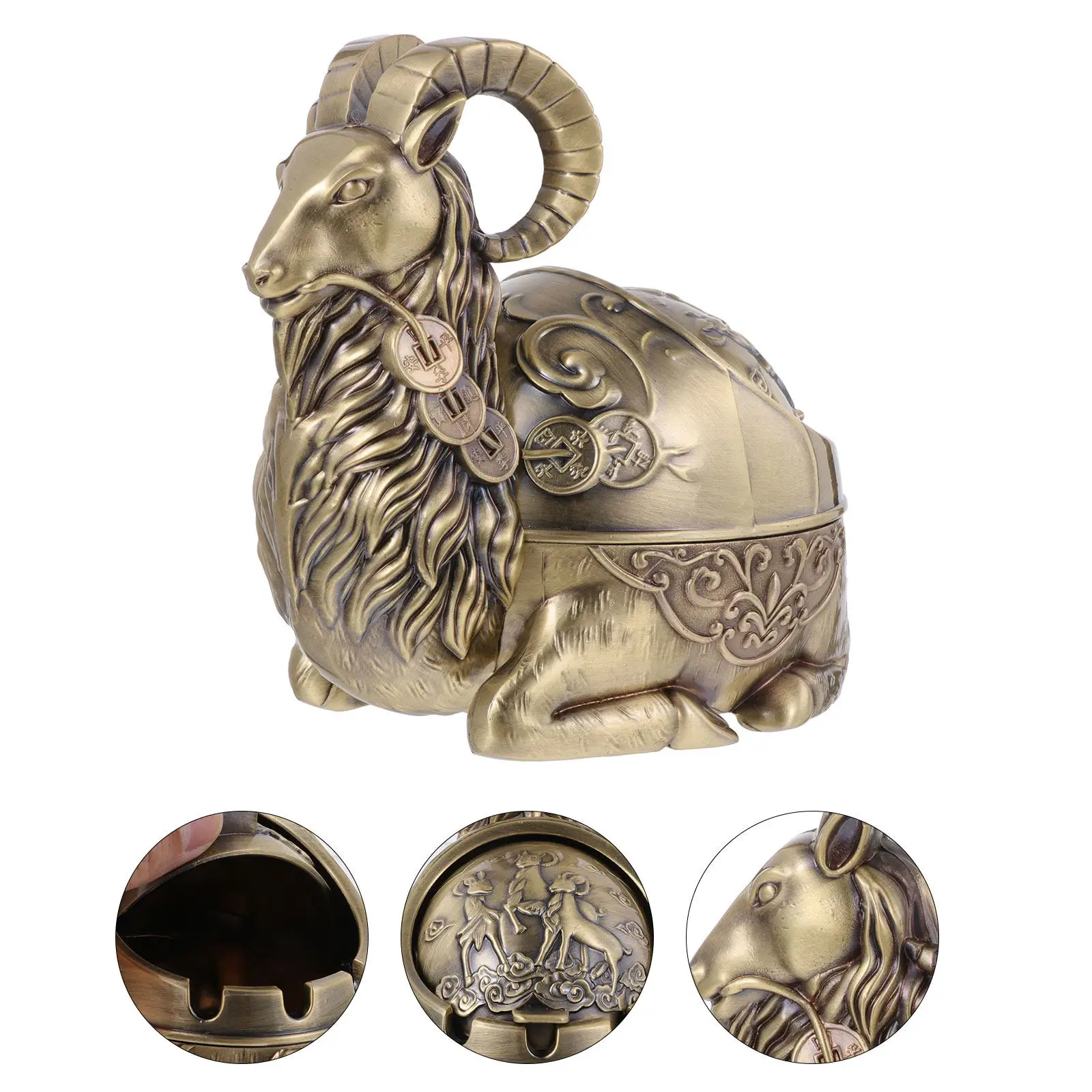 Smoking Receptacle Sheep Shaped Cigarette Tray Car Smoke Holder Accessory for Home Stylish Bronze Accessories
