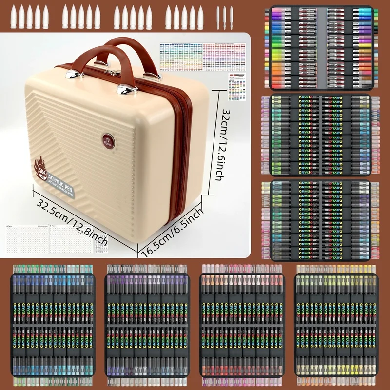 504 Colors Acrylic Paint Markers Set with Organizer Case Complete Artist Marker Collection with Soft Brush Tips,Acrylic Pens