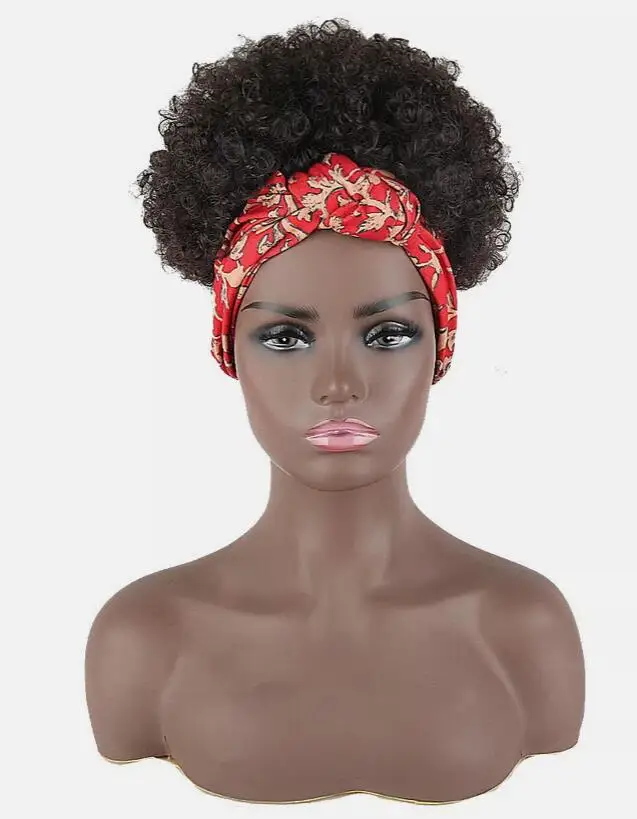 Afrikaanse Kinky Krullend Pruiken Afro Hoofdband Pruiken Voor Zwarte Vrouwen Afro Synthetische Pruiken