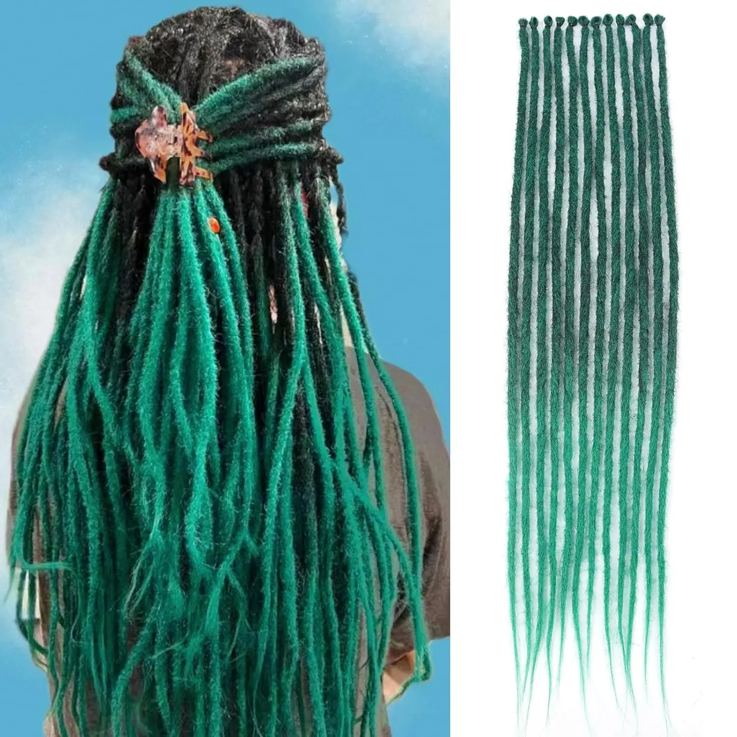 Dreadlock Extensions  10Roots/Pack Handmade Crochet Hair Synthetic 24Inches Dread Extension Crochet Braids For Women