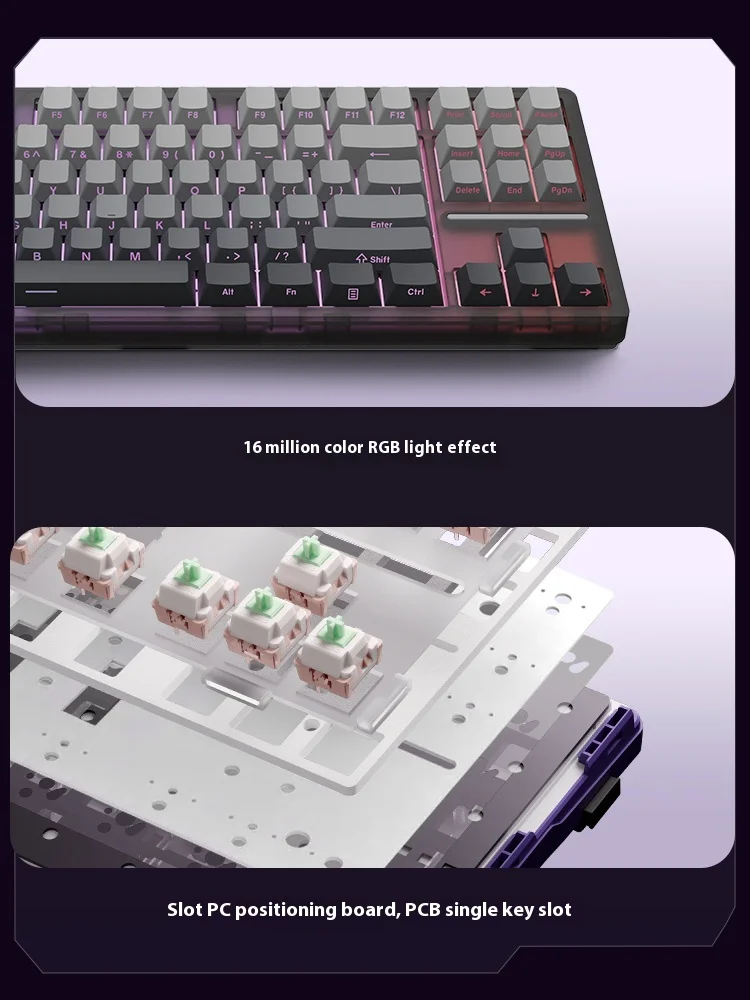 Imagem -04 - Teclado Mecânico sem Fio Três Modos Estrutura de Junta Personalizada Chave Completa Presente Rgb Hot-swappable Vgn-v87pro