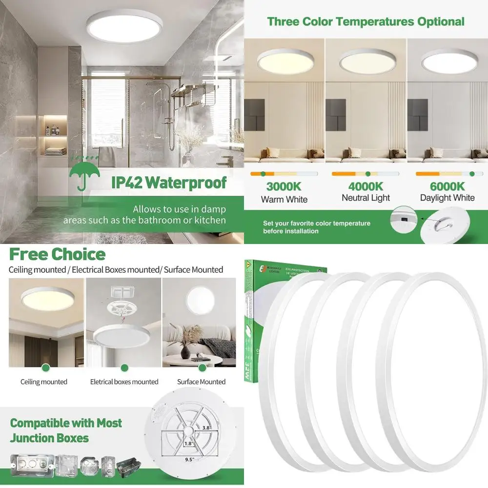 

Потолочный светильник LED 15,8 дюйма, 32 Вт, с яркостью 3480 люмен и возможностью выбора цветовой температуры 3000K-6000K для прихожей, кухни, спальни, прачечной