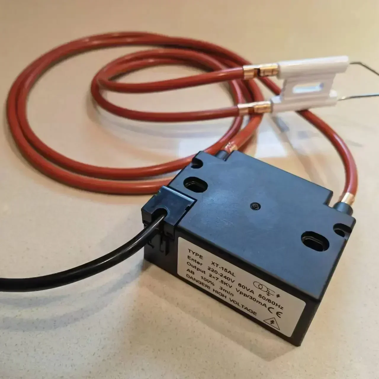 XT15AL Ignition Transformer with High-Voltage Wire and Spark Needle - Ideal for Oil Burner Ignition, 220V Input and 15KV Output