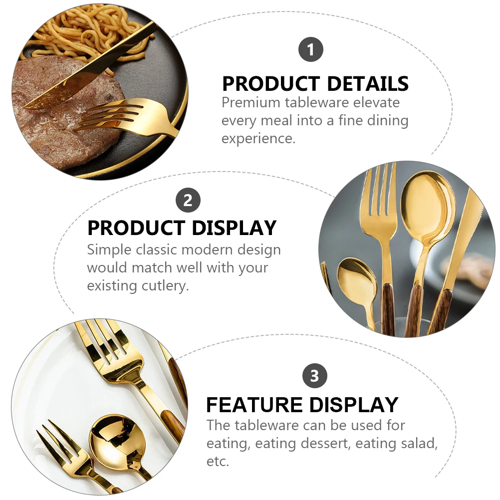 

5Pcs Gold Stainless Steel Cutlery Set Tableware Elegant Nordic Style Flatware for Home Dining Kitchen Use Tableware Set