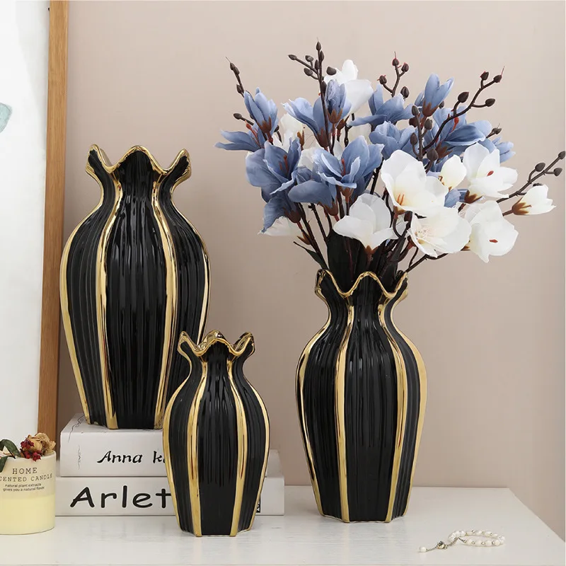 

Nordic ins Ceramic Vase Modern Electroplating Decoration Creative Light Luxury Crafts Living Room Flower Arrangement Home Furnis