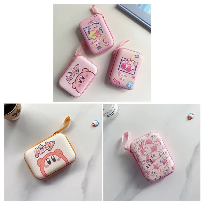 Kawaii Cartoon Cute Star Kirby Waddle Dee Earphone Data Line Storage Box Anime Figure Portable Coin Purse Girl Clutch Bag Gifts