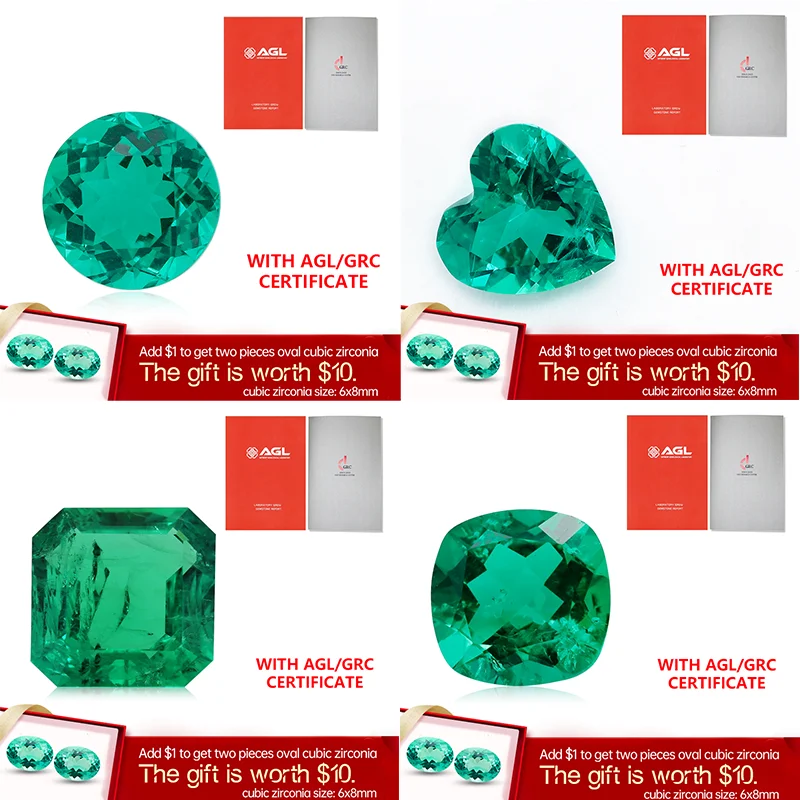 

YinZheng Hydrothermal Colombia Emerald Asscher&Heart&Round&Cushion Shape Emerald Lab Grown With Selectable Certificate