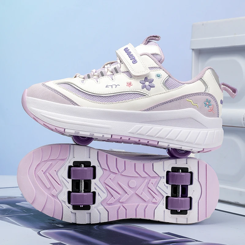 

Lightweight Roller Sneakers for Teens: Student Wheeled Sneakers, Boys' & Girls' Roller Skates for Commuting