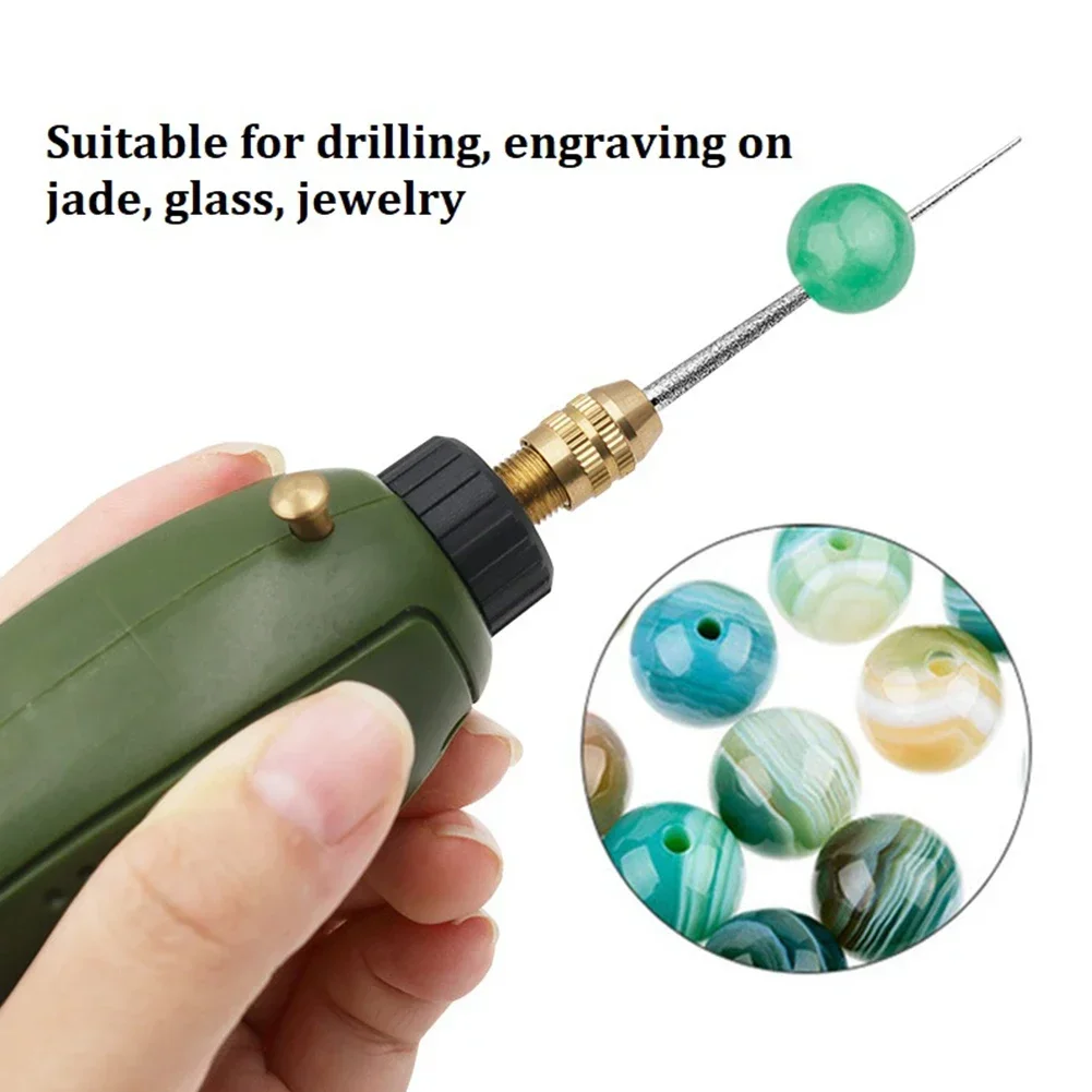 Cabezal de molienda de diamante de vástago de 3mm, broca de aguja de molienda, Mini taladro para Metal, vidrio, Jade, grabado, herramienta de tallado, 1 pieza