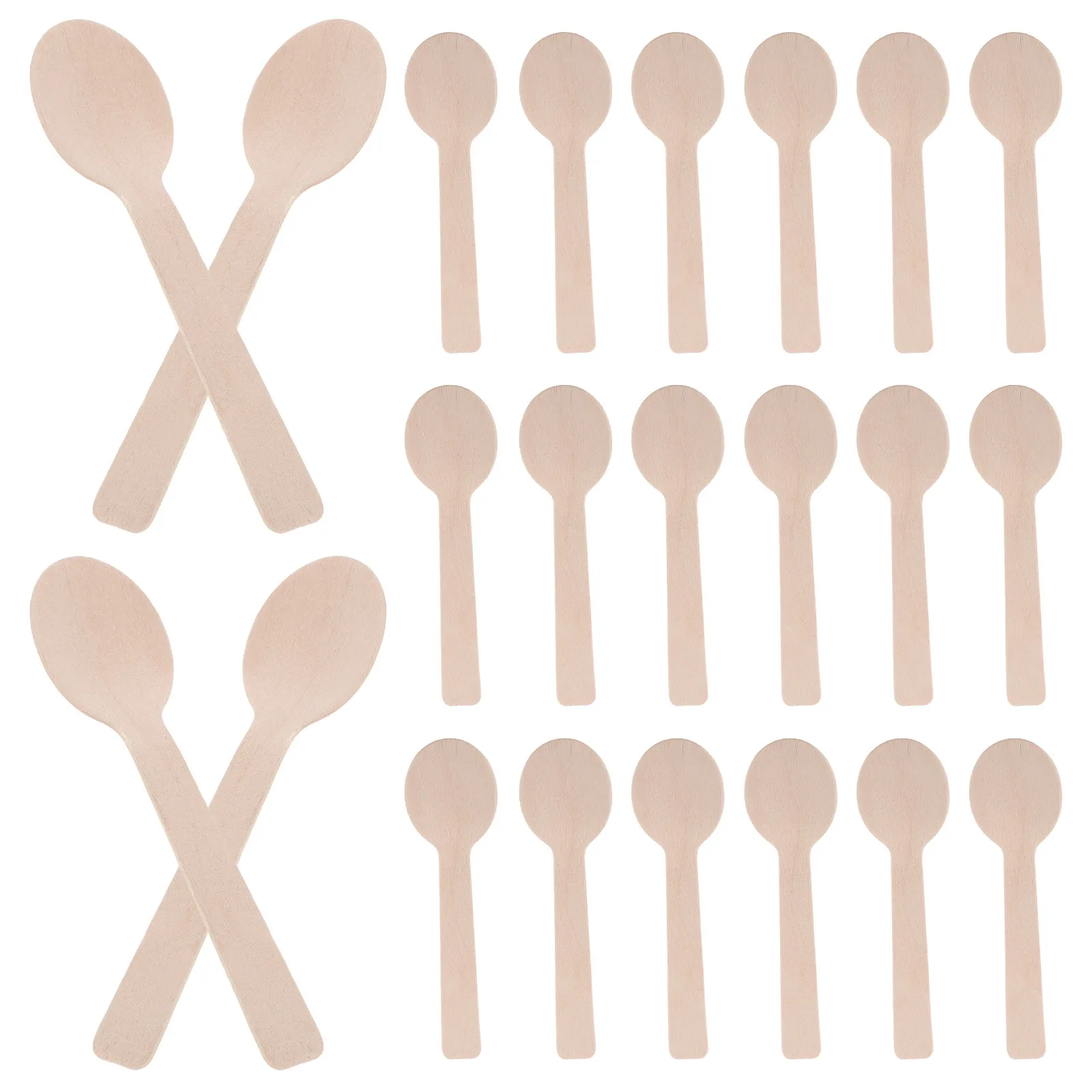 300Pcs Disposable Wooden Spoons Mini Tasting Spoons Food Safe Splinter Free Small Ice Cream Spoon for Weddings Parties Picnics
