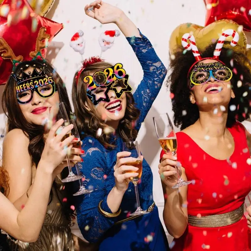 8 PCS 2026 Gasos papel temáticos Año Nuevo Propiedades divertidas para fiesta para adultos Festive 6XDA