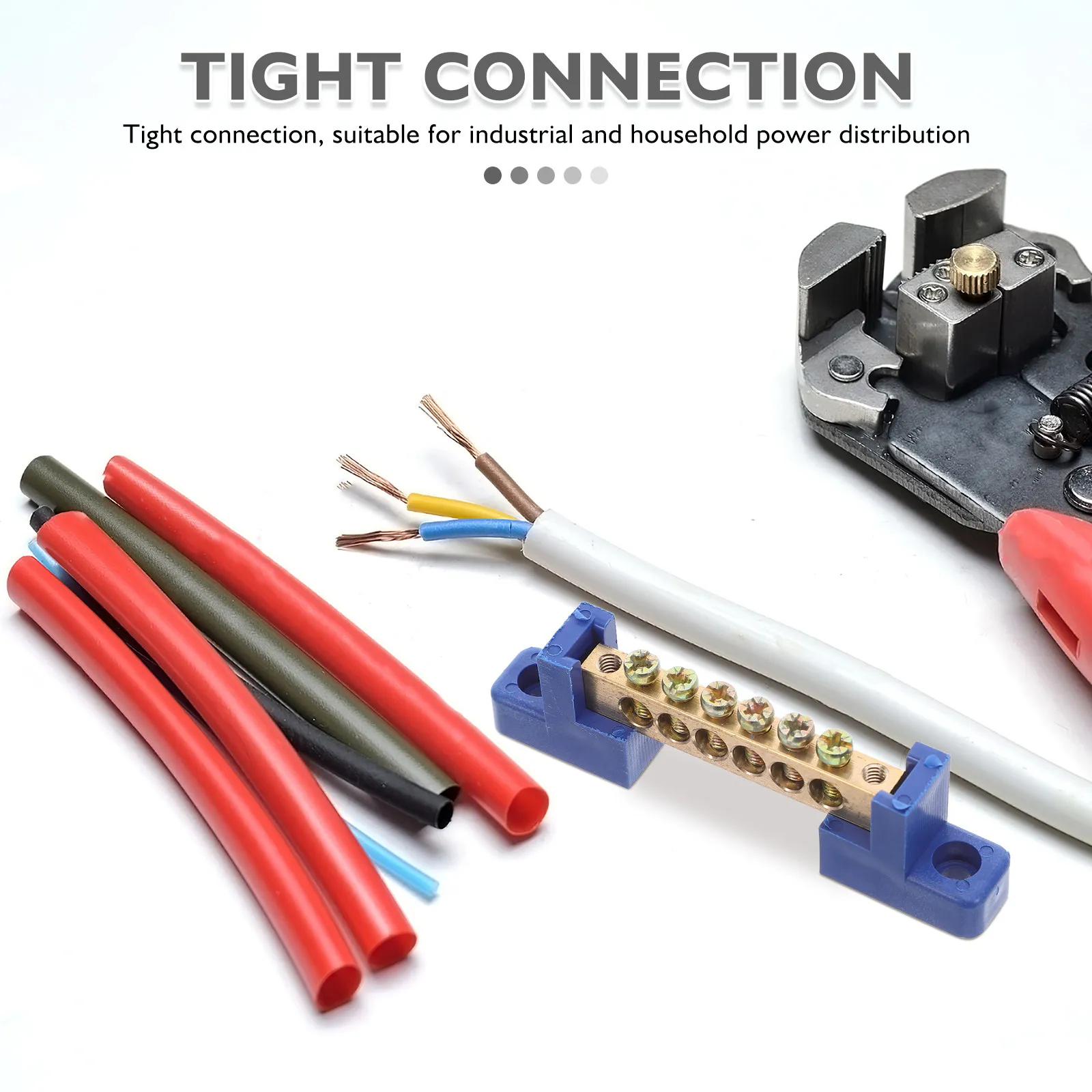 4Pcs Copper Terminal Block Ground Bus Bar 6 Positions Heat Resistant Electrical Grounding Strip for Home Industrial Wiring Power