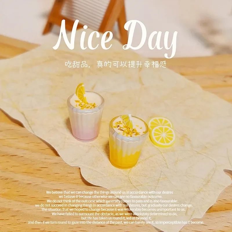 1:12 Dollhouse Miniature Simulation Summer Fruit Tea Drink Models, Tiny Figurines for Micro Scene Decoration Accessories