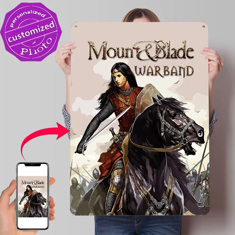 Металлический постер с 3D-текстурой по игре Mount & Blade Warband, настенное искусство, жестяная табличка, подарок для декора мужской комнаты, спальни, игровой комнаты
