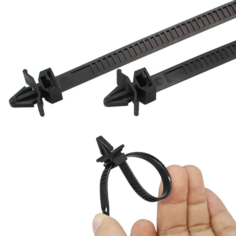 Latch Type Retractable Tie Wire Harness Fastener Nylon Cable Clamp Wrap Fixed Fastener Clips Management Car Wire Organizers