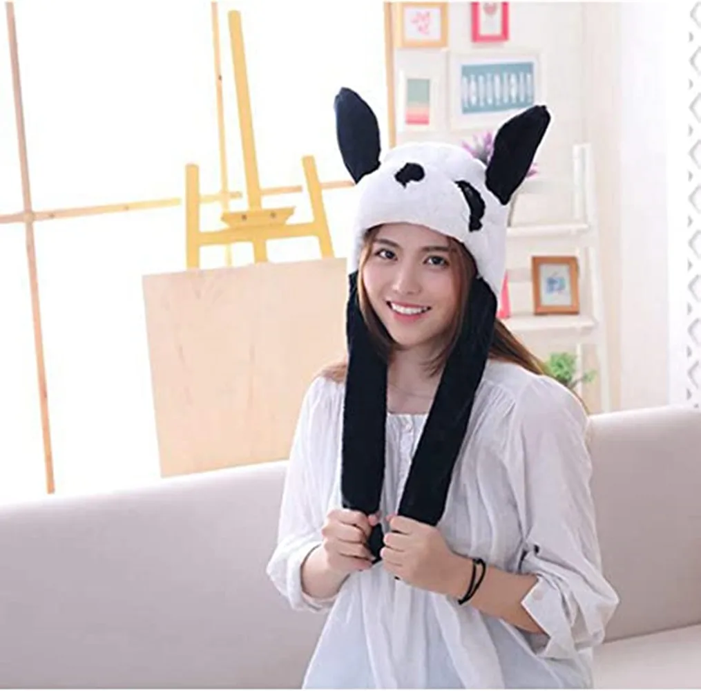 

Plush Animal Panda Ear Hats with Beanie Plush Moving Ears,Plush Toy Birthday/Christmas Gift Party Beanie for Women Girls