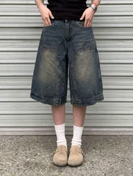 Y2k Vintage Baggy Shorts Women Wide Leg Knee Length Jeans Korean Streetwear Casual Oversize Washed Denim Shorts Summer