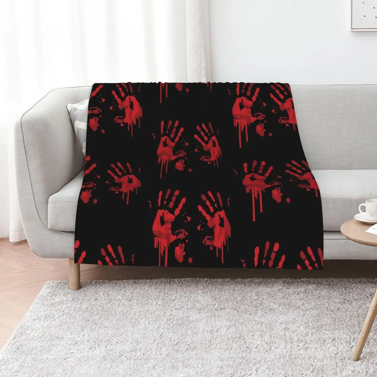

Bloody handprints Throw Blanket Giant Sofa blankets and throws Loose Luxury Brand Blankets