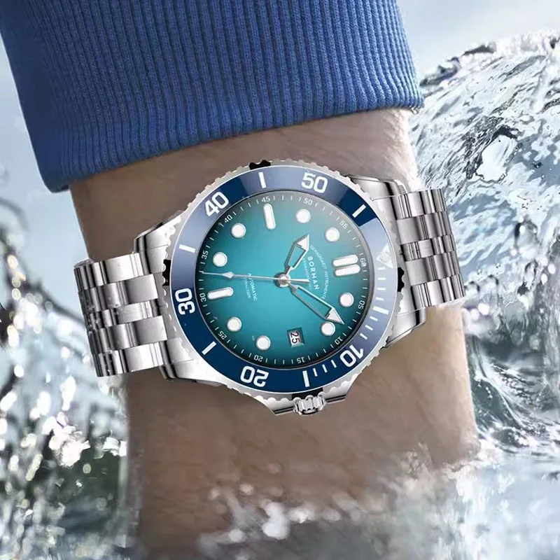 BORMAN Business Mens Automatic Mechanical Watch Ceramic Bezel MIYOTA 8215 Movement Sapphire Mirror Waterproof 100m Watches