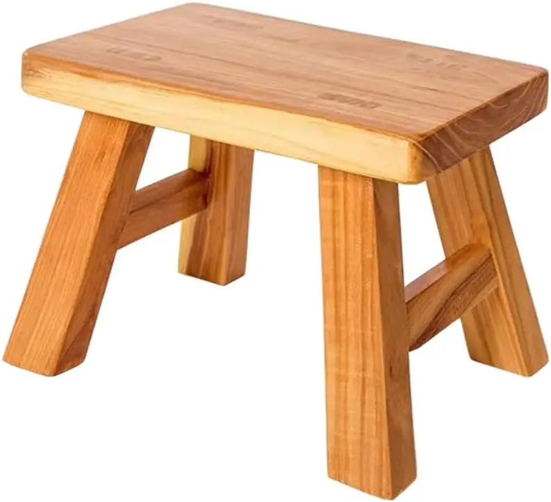 

Sturdy Step Stool Footstool Solid Wooden 11 H For Kids Adults Plant Stand Plant Stand Fishing Stool (Natural), Small