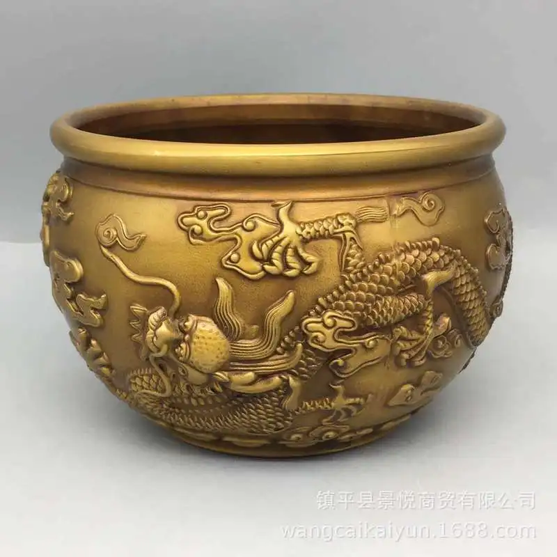 Brass vase ornament, tiger-head design, bronze vase from the Forbidden City, brass treasure bowl ornament, bronze ashtray