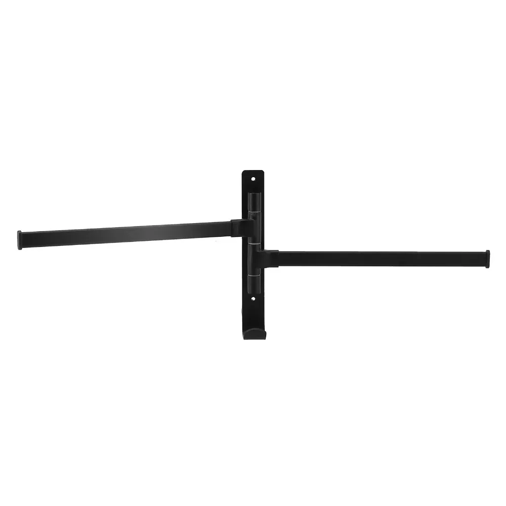 Aluminum Alloy Swivel Towel Rack Black Thicken Design Towel Bar Collapsible 2 Arms Rotating Towel Rack Household Use