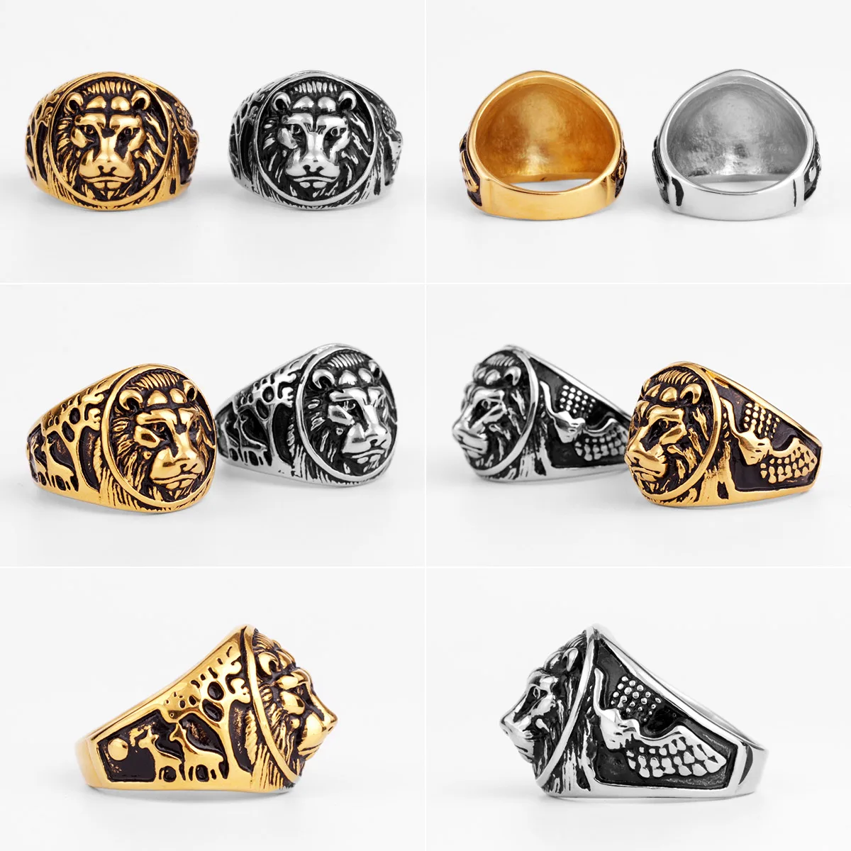 Animal Tiger Domineering Men Rings Punk Hip Hop Personality for Boyfriend Male Stainless Steel Jewelry Creativity Gift Wholesale