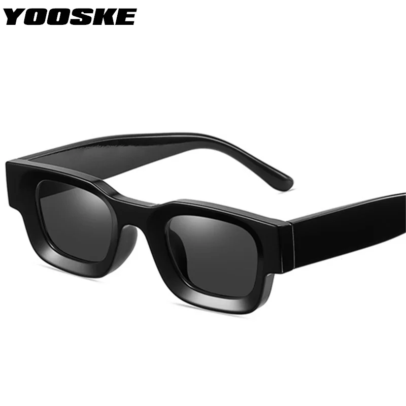 YOOSKE Small Square Sunglasses Women Men Vintage Punk Sun Glasses Male 2022 Luxury Brand Design Black Blue Eyewear Shades UV400