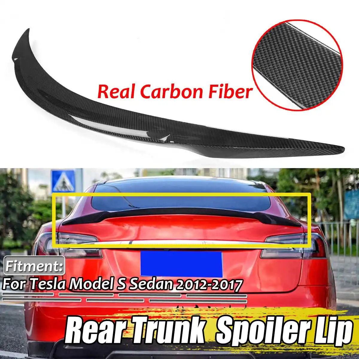 

Real Carbon Fiber Car Rear Trunk Spoiler Wing Extension Lip Big For Tesla Model S Sedan 2012-2017 Rear Wing Spoiler Decoration