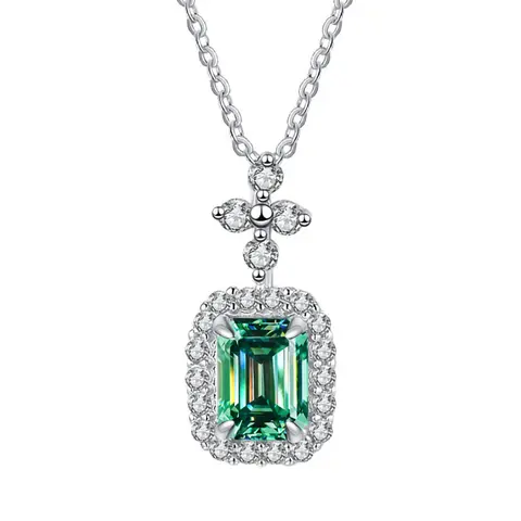 FIRERING 100% 정품 1ct 그린 Moissanite 목걸이 5x7MM GRA 인증서 실험실 다이아몬드 여성 쥬얼리 S925 실버