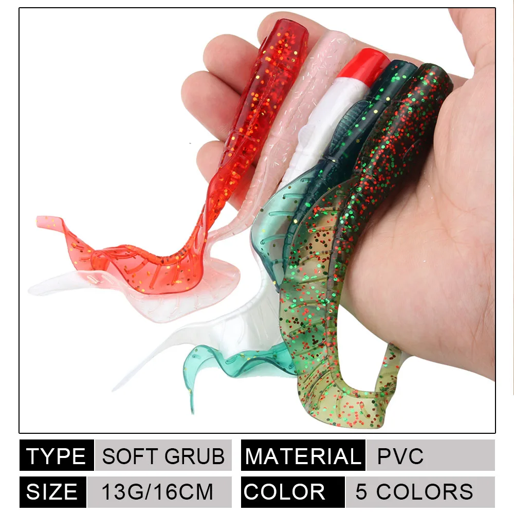 Spinpoler 16cm Soft Lure Grub Worm 3pcs Long Tail Grub Artificial Crank Big Bait Wobbler Swimbait For Bass Trout Crappie Pike