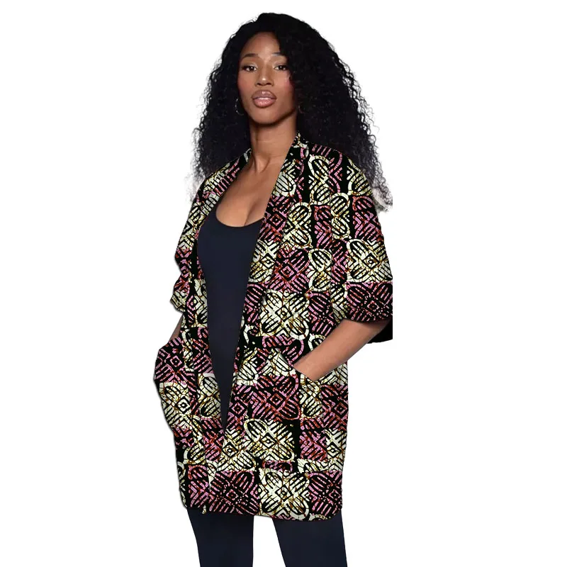 سترة نسائية بياقة شال سترة كوتور أفريقية تصميم أصلي عصري أنقرة طباعة نمط الشارع معطف سترة نصف كم #6