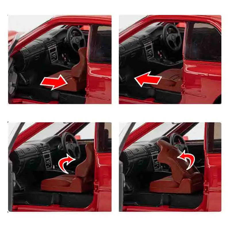 1:32 Legierungsmodell, Druckguss-Spielzeug, Miniatur-Auto, 4 Türen, geöffnet, Ton, Licht, zurückziehen, Vorderrad, Lenkung, Kindergeschenke