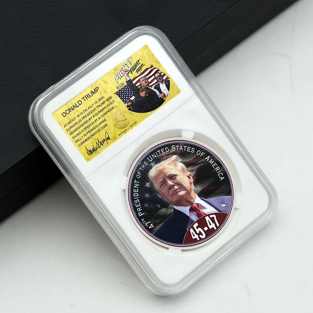 

United States 45th-47th President Donald Trump Metal Coin with Plastic Anti-counterfeiting Medal Collection Gift