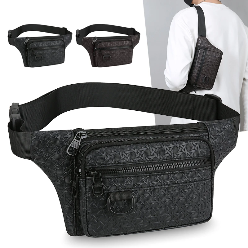 

Casual Men's Chest Sling Waist Bag – Durable PU Fanny Pack with Multi Pockets for Outdoor Motorcycle & Travel
