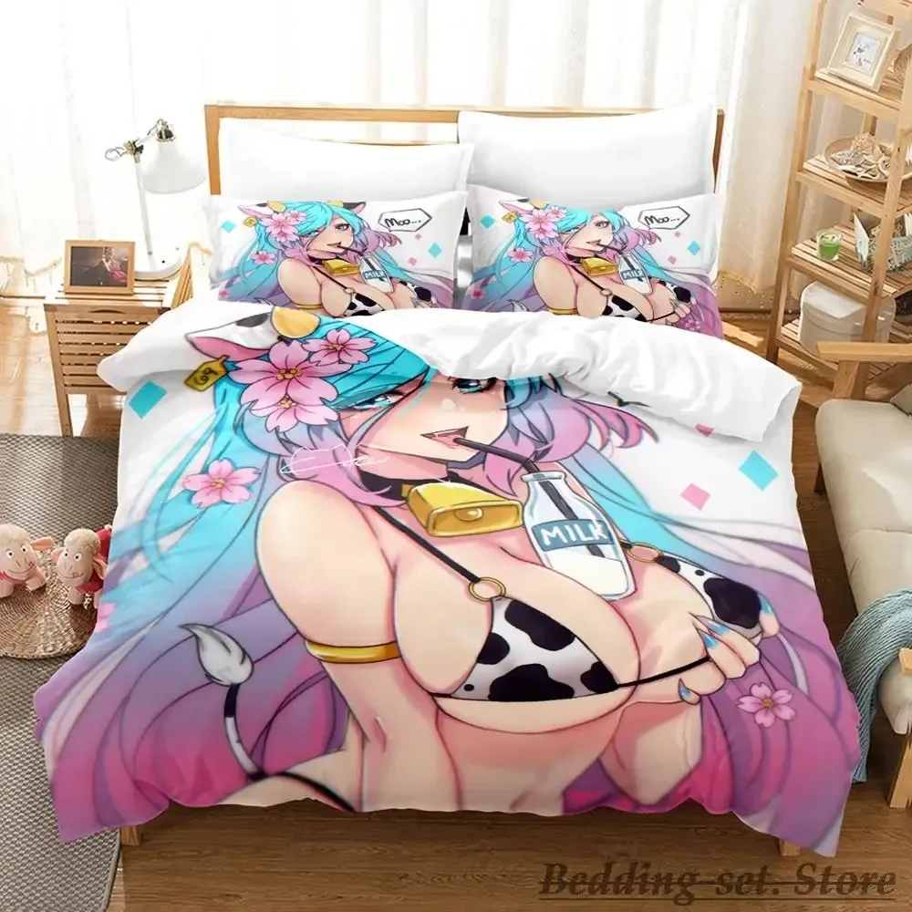 

2023 Sexy Girls Silvervale VTuber Bedding Set Single Twin Full Queen King Size Bed Set Adult Kid Bedroom Duvetcover Sets Anime