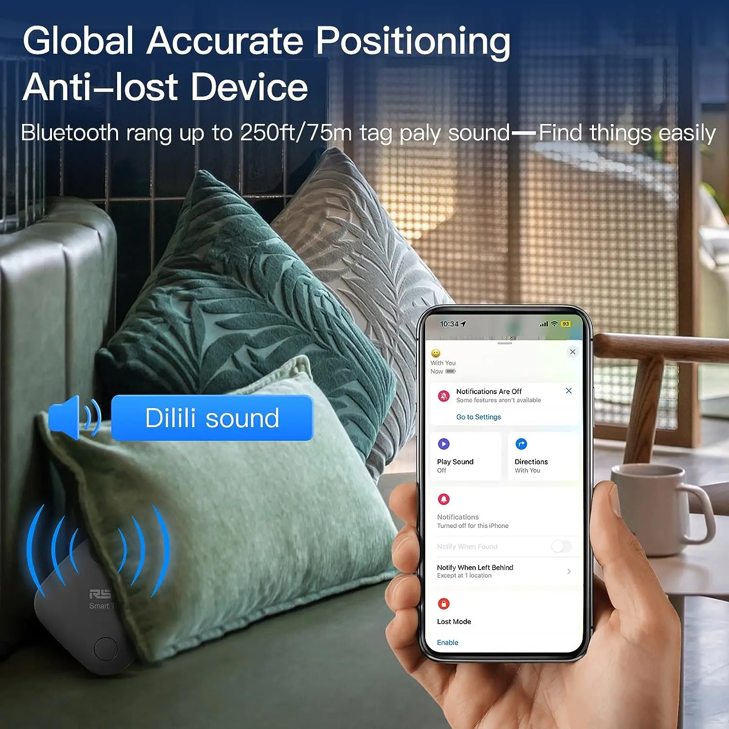 Smart GPS Tracker Works with IOS Find My APP Bluetooth-compatible Tag Anti Lost Reminder Device MFI Rated Locator Car Key Finder